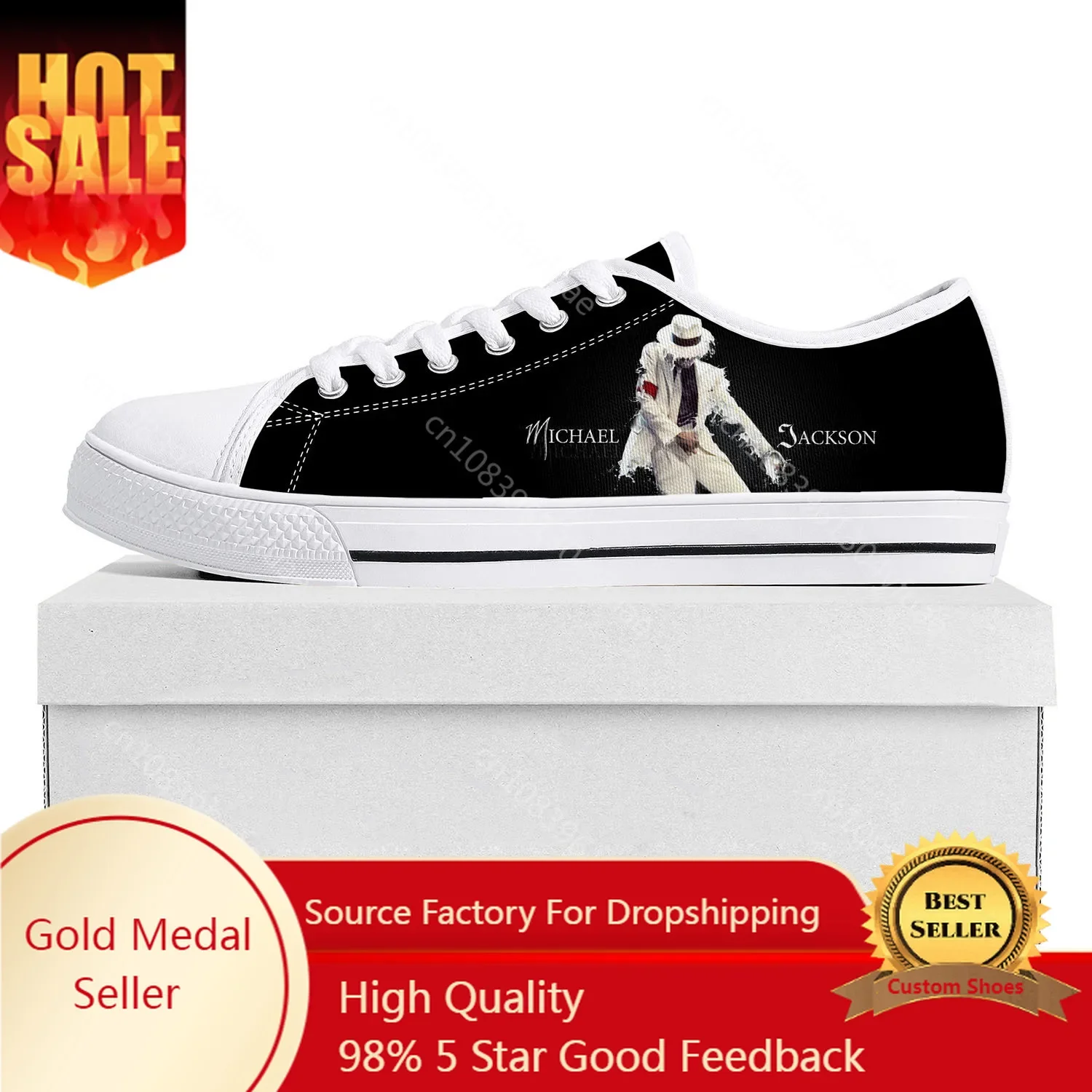 Michael Jackson Pop Singer Dancer Low Top High Quality Sneakers Mens Womens Teenager Canvas Sneaker Couple Shoes Custom Shoe