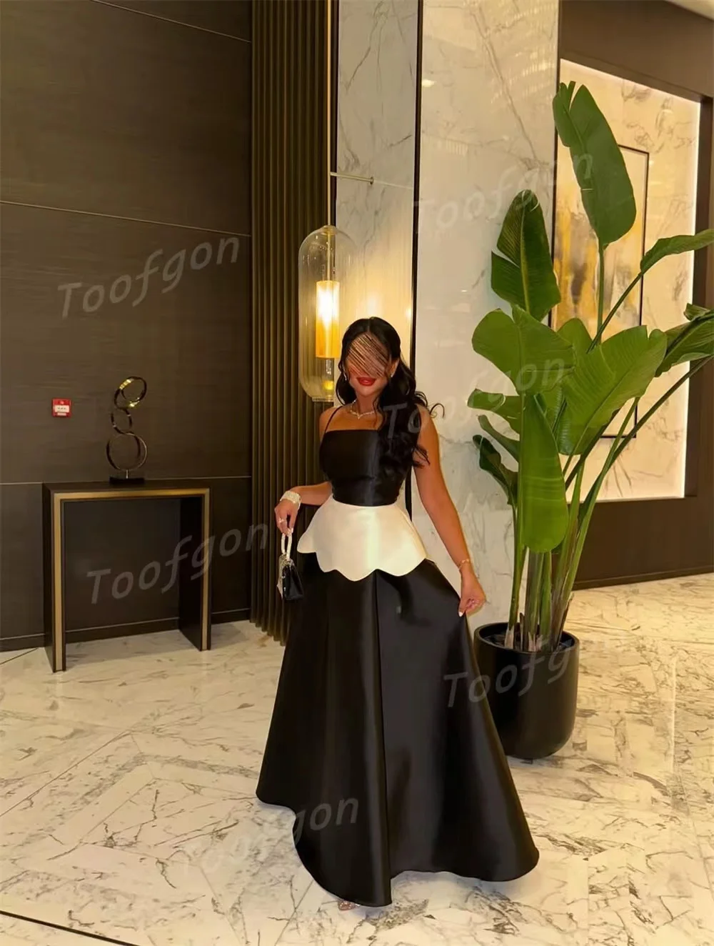 Toofgon preto marfim cetim personalizado festa de noite vestidos de baile árabe saudita ocasião especial vestidos 2026 longo vestido de dama de honra