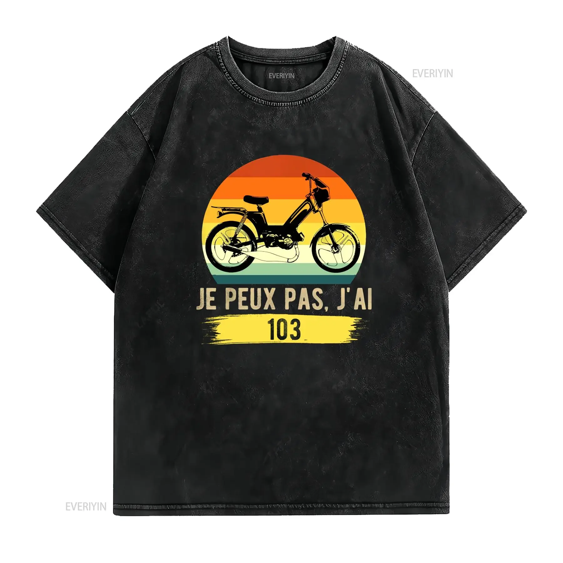 T shirt Homme Texte Français Scooter Imprimé Dos Coton Respirant Décontracté Col Rond Coupe Standard Confort Toutes vintage
