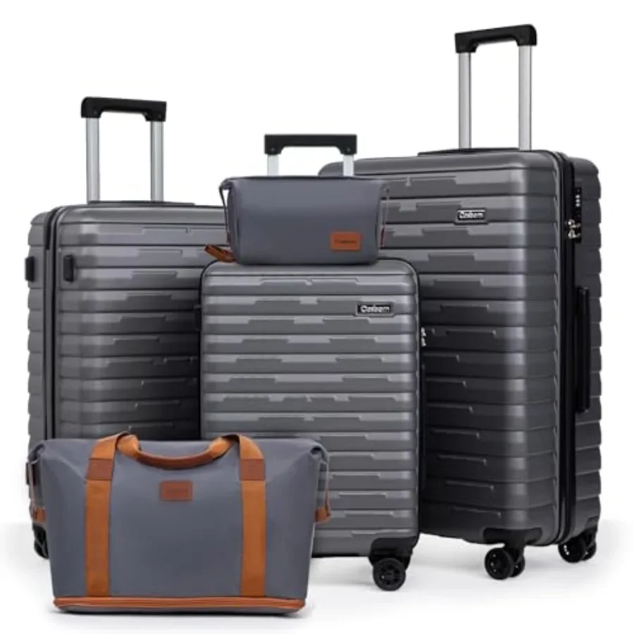 

Комплект из 5 предметов: чемоданы Cosbarn с колесами, жесткий корпус из ABS-пластика, с замком, на вращающихся колесах, прочные дорожные чемоданы, черные