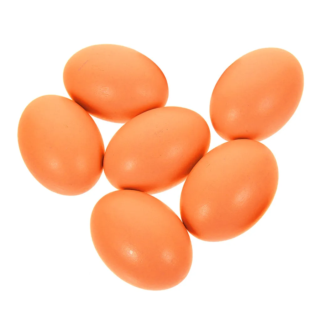6Pcs Simulation Wooden Eggs DIY Unpainted Craft Supplies Easter Decoration Home Decor Art Project for Children Adults Reusable