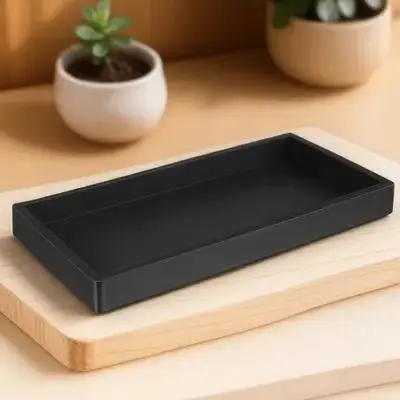 Bandeja de silicona resistente para baño, soporte rectangular para artículos de tocador, plato de exhibición y almacenamiento para el hogar, hotel, decorativo