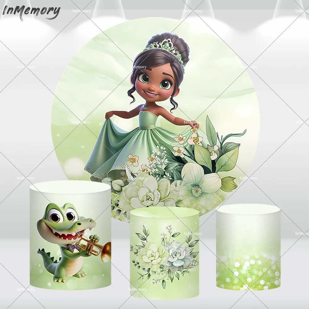 

Girls Baby Shower Decoration, Disney Princess Frog Arch Cover Backdrop, Birthday Arched Wall, Green Frog Cake Cylinder Cover