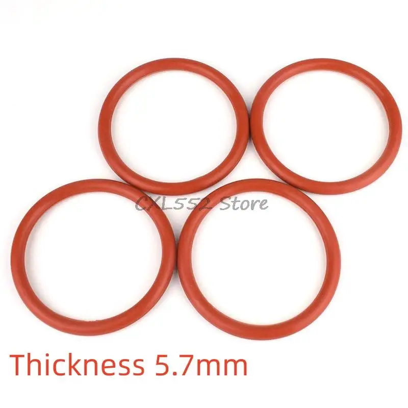 2/5Pcs OD 28/30/32/35/38/40~80/85/90/95/100/105/110x5.7mm Red VMQ Silicone O-Ring Sealing Ring Washer Gaskets