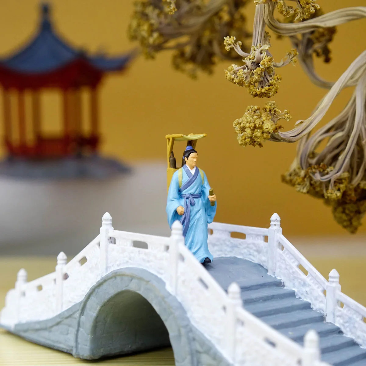 1/64 Scale 3cm Ancient Scholar Ning Caichen Character Flower Pot Miniature Landscape DIY Model Ornament DIY Ancient-style scene