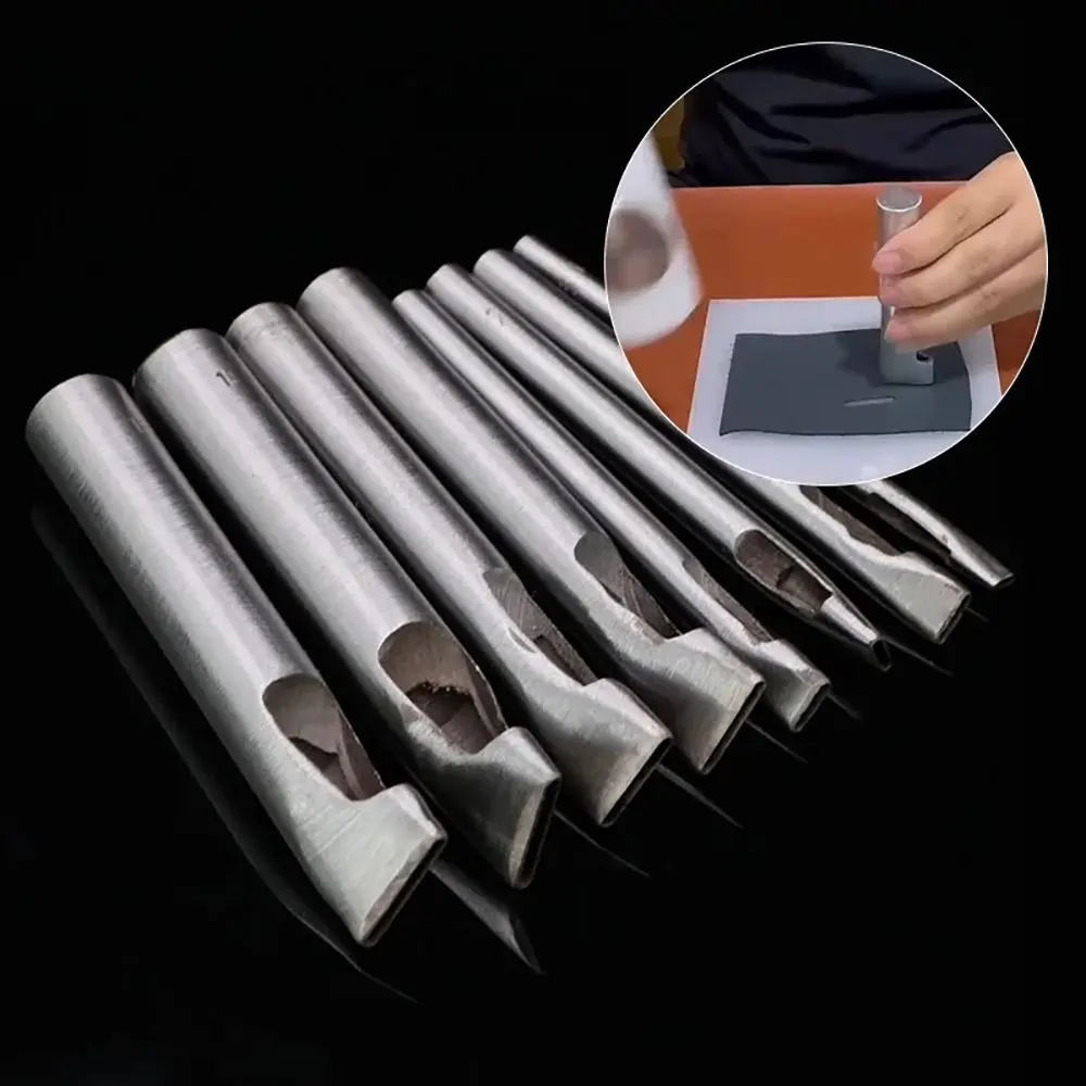 1Pcs DIY Tools Leather Hole Puncher Durable Leather Belt Hollow Hole Ellipse Punch Craft Steel Oval Hole Punch