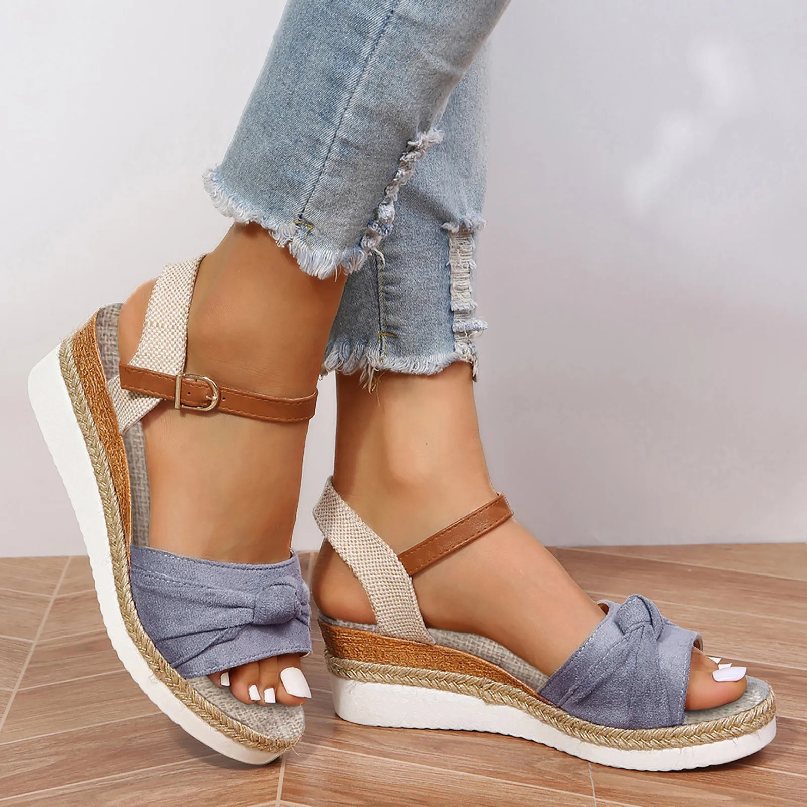 Women Fashion Platform Sandals 2024 Summer Peep Toe Wedges Gladiator Sandals Woman Non Slip Thick Soled Beach Shoes Plus Size 43