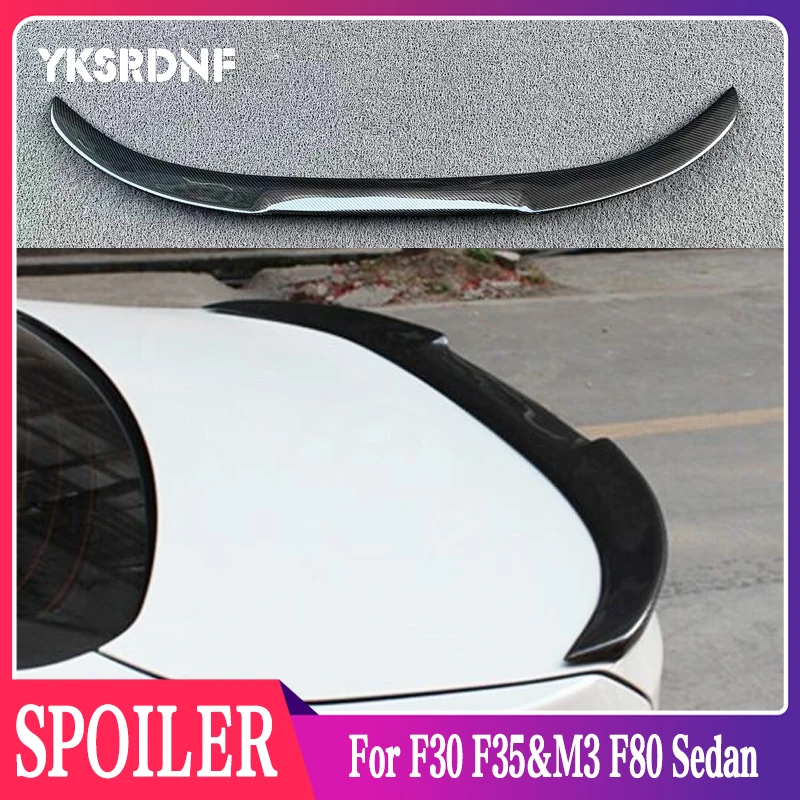 For BMW 3 Series F30 F35&M3 F80 Sedan V2 Style Carbon fiber Rear Spoiler Trunk wing 2011-2019 FRP