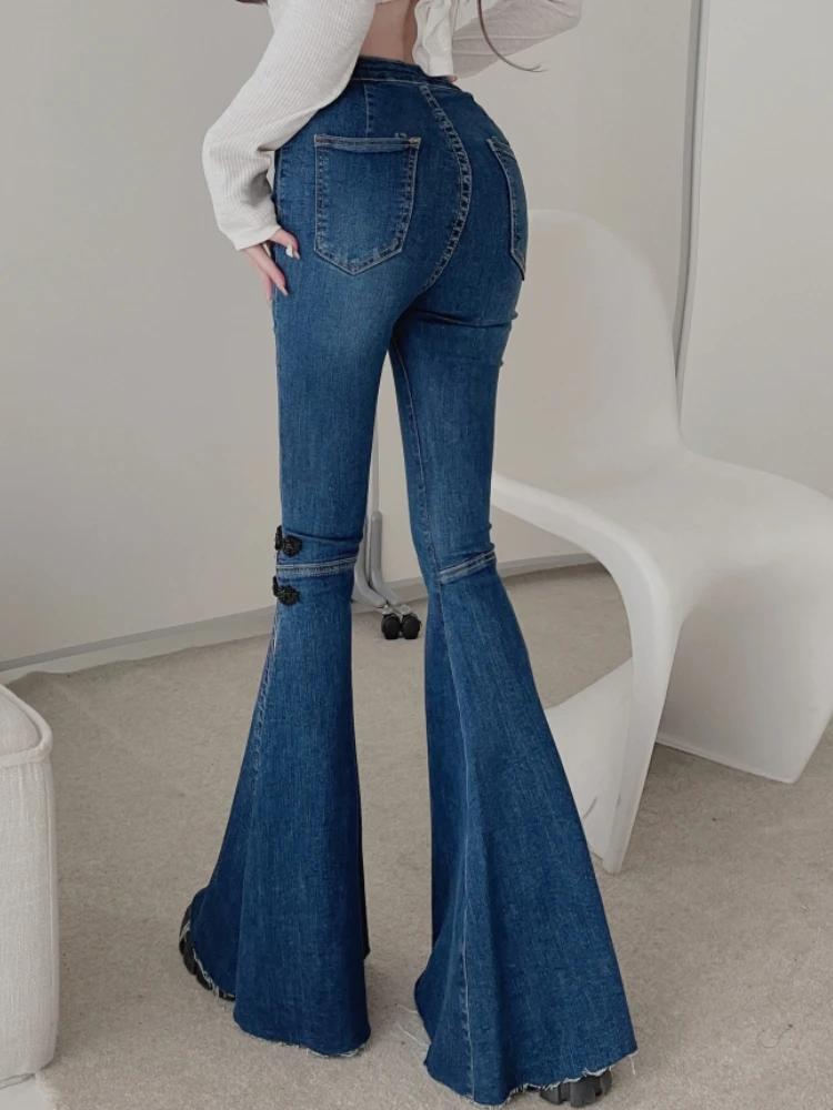 Loe Quần Jean Nữ Chiều Dài Cao Cấp Skinny Thời Trang Retro Tất Cả-Phù Hợp Với Phong Cách Hàn Quốc Mùa Hè Nữ Dạo Phố Bông Tai Kẹp Bên-Xẻ Sau