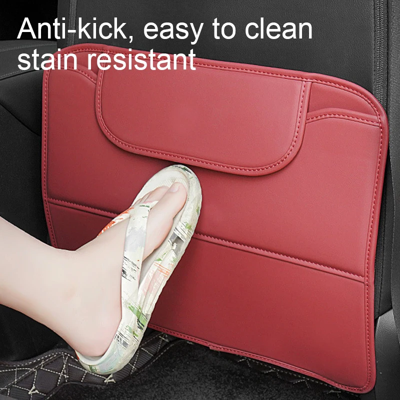 SEAMETAL PU Leather Car Seat Back Protector with Storage Pocket Waterproof Easy To Clean Anti Scratch Backseat Protector Covers