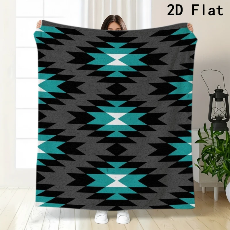 Southwestern Triangle Pattern Throw Blanket Sunroom Bedroom Family Nook Warm Blanket Guest Quarters Office Living Room Presents