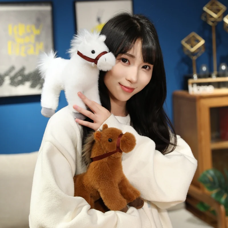 2025 Cuddly Standing Pony Plush Toys Handmade Stuffed Little Horse Doll Kawaii Desktop Decor Pretty Gift To Family Friends