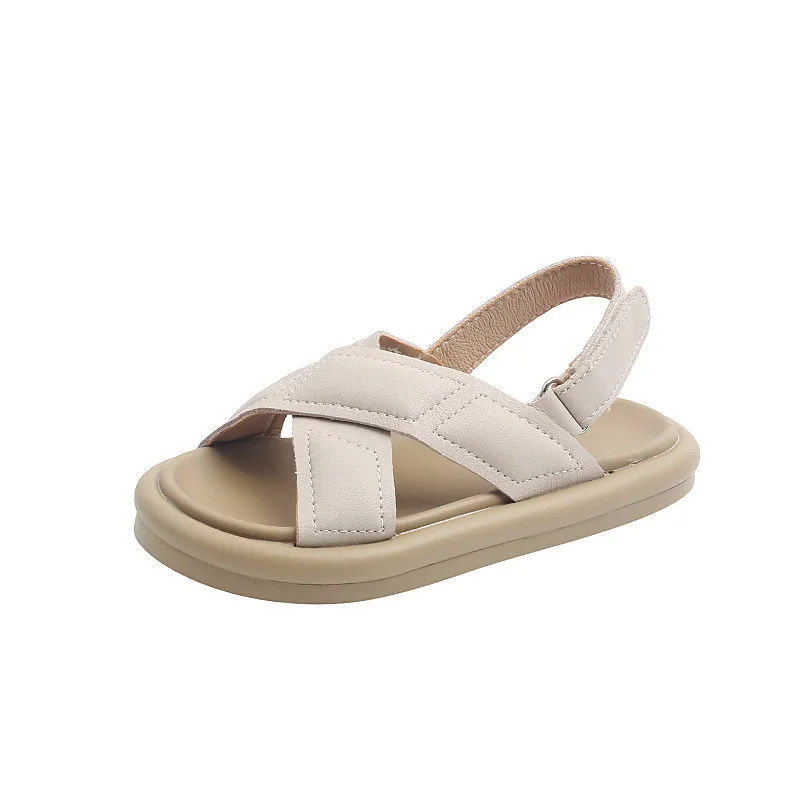 Sandalias de cuero suave para niños y niñas, con suela antideslizante, ideal para la playa y uso informal, novedad de verano 2024