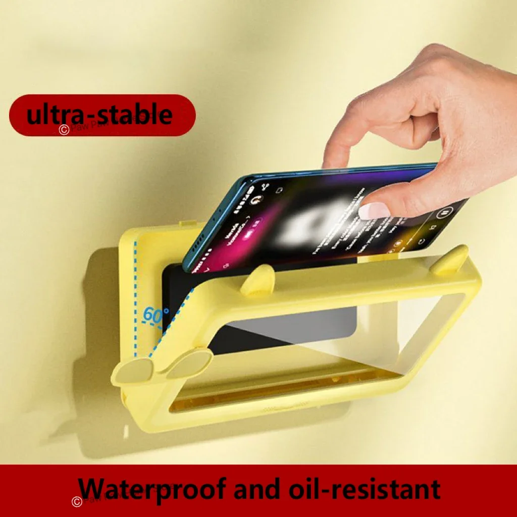 Soporte para teléfono de ducha impermeable a prueba de salpicaduras 360 °   La rotación se puede tocar el soporte de la caja del teléfono de la ducha para la pared de la cocina del bañera del baño