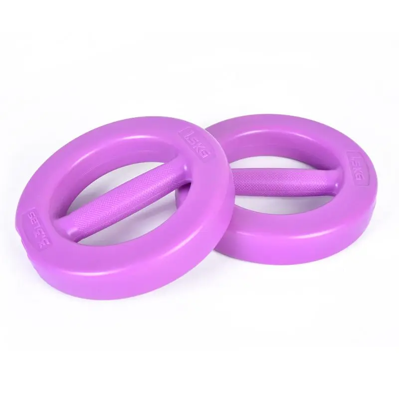 2Pcs Green 2KG Dumbbells Set Durable Plastic Ring Shaped Weight with Non Slip Handle for Home Gym Fitness Body Building Workout