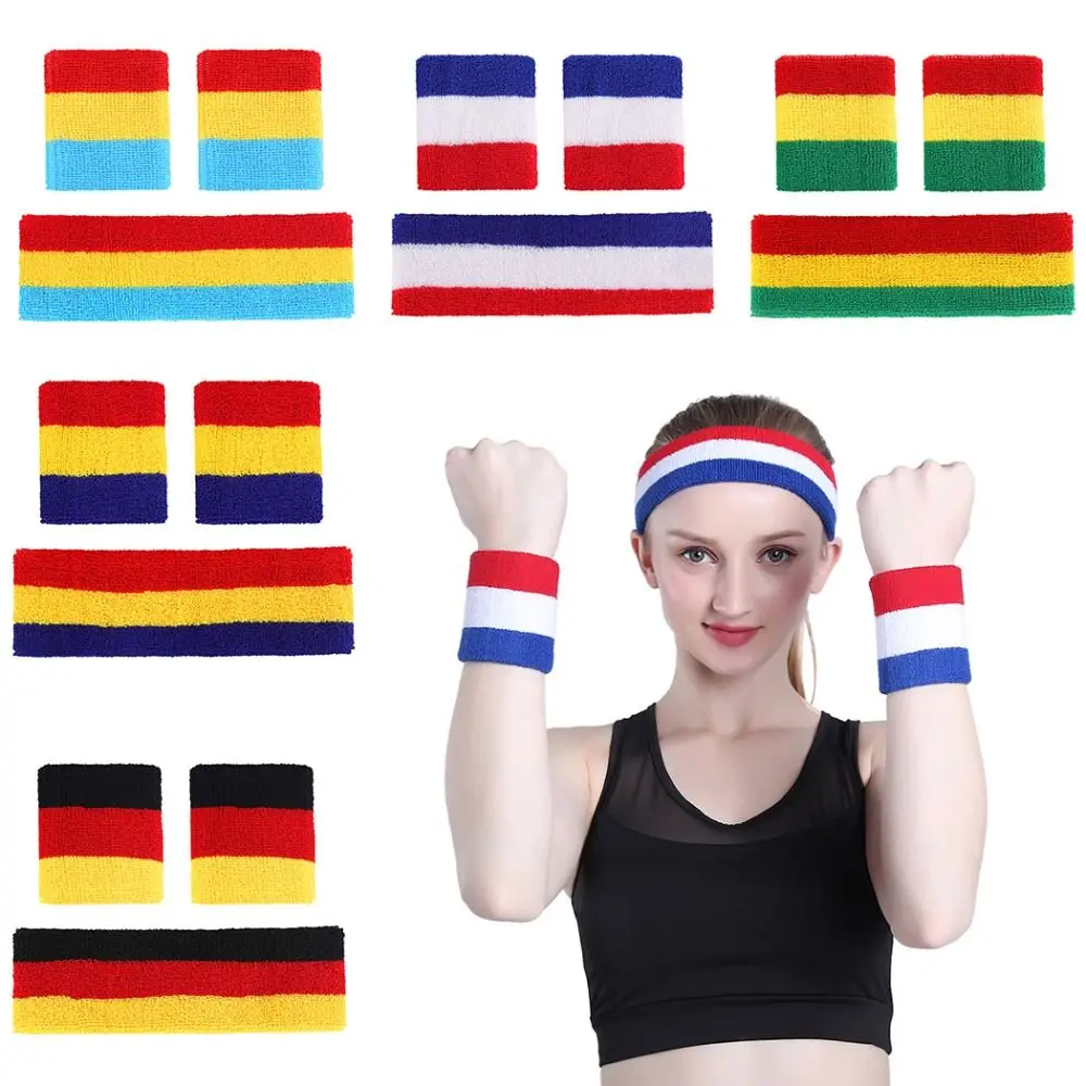 3Pcs/Set Running Head Sweat Sport Wristbands Elastic Wrist Support Yoga Hair Bands Breathable Protector Sweatband Men Women