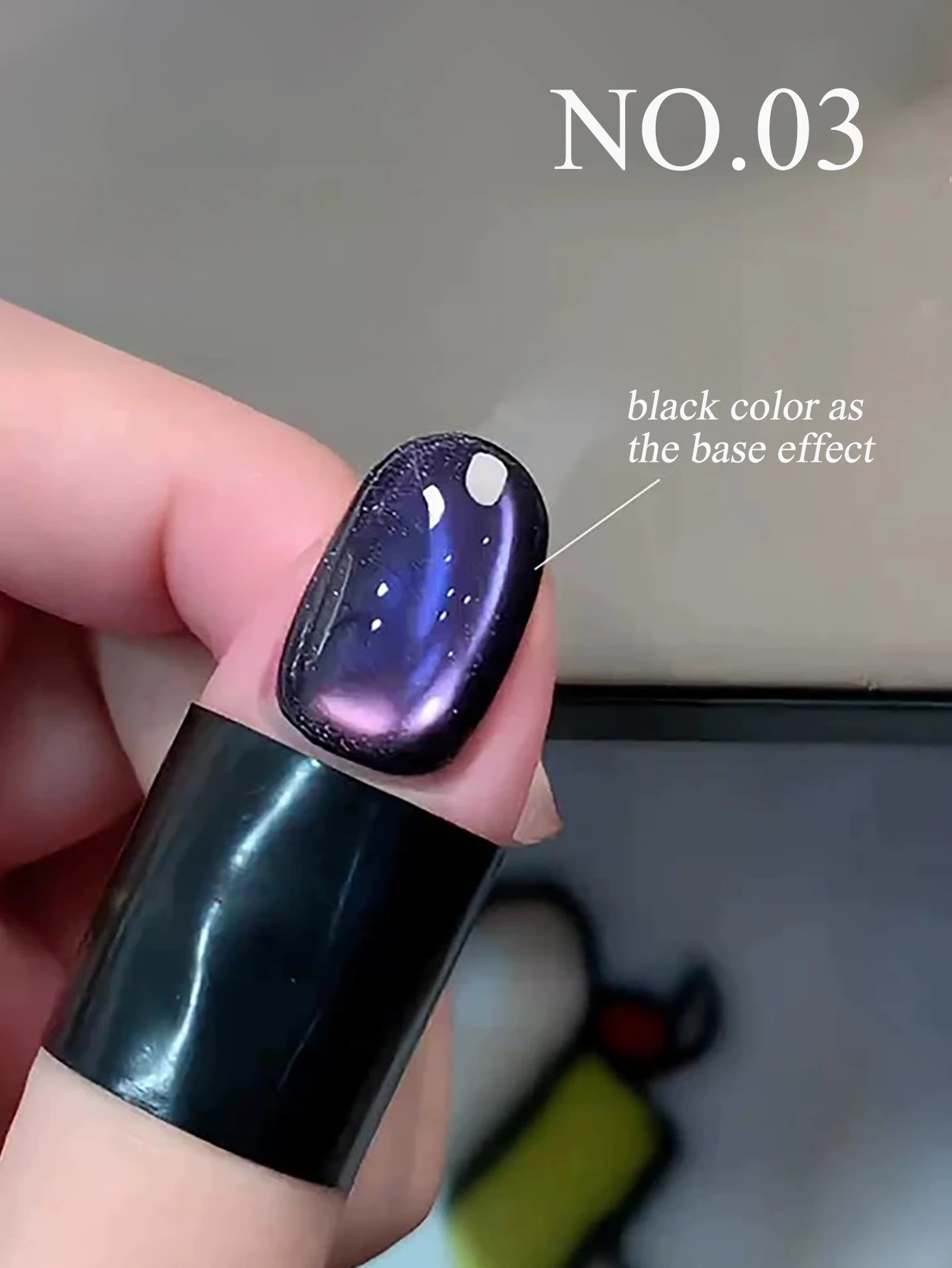 1-3pcs PSK 2025 ใหม่ไวท์เทนนิ่งลูกปัดแก้วสีม่วง Starry คริสตัลเล็บลูกปัดแก้วสีม่วง CAT EYE GEL เล็บเล็บอุปกรณ์