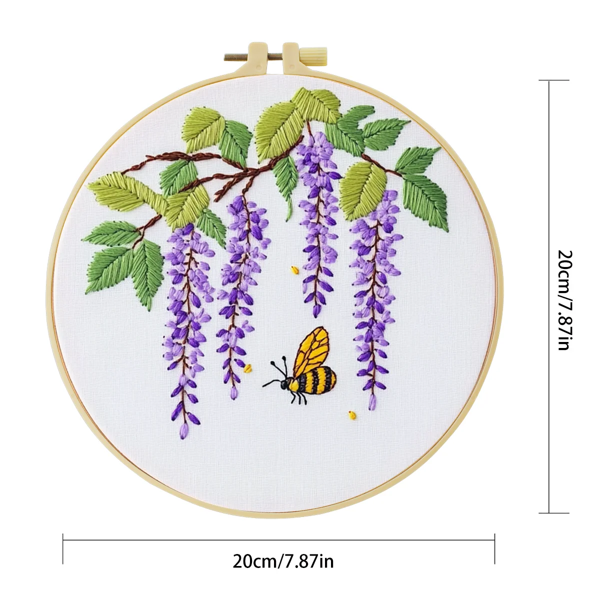 1 Stück 20X20CM/15X15CM 7,87/6,3 Zoll Bienen- und Blumen-Motiv Stickerei-Starter-Kit DIY-Set Handwerk Malerei Heimdekoration Nähkunst – Detail 4