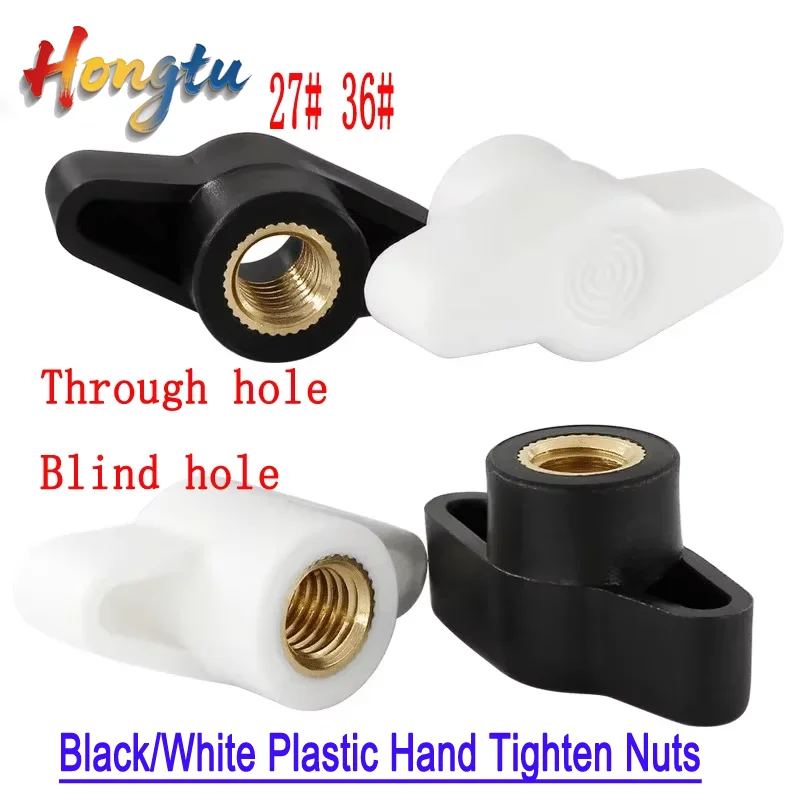 

Black/White Plastic Hand Tighten Nuts - M4-M8, 27#/36#, T/Plum/Wing Type