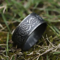 2023 NEW Wholesale 316L Stainless steel Odin Norse Viking Amulet dragon Men Ring Fashion Jewelry for Gift free shipping