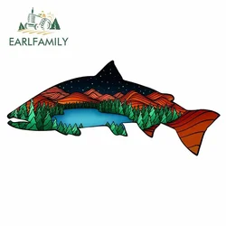 EARLFAMILY 13cm x 5.2cm Funny Fish Car Styling Stickers Auto Vinyl Decals Motorcycle Laptop Refrigerator Vinyl Car Wrap