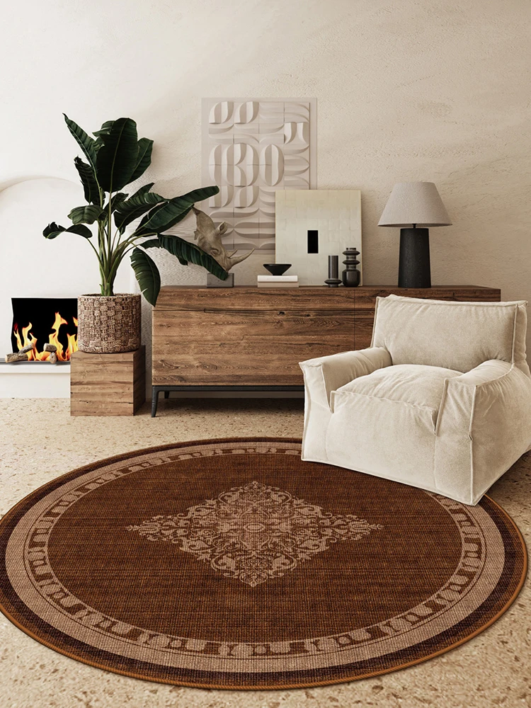 American Style Living Room Round Carpet Decor Cloakroom Rug Sofa Coffee Table Chair Floor Mat Vintage Europe Area Round Rugs