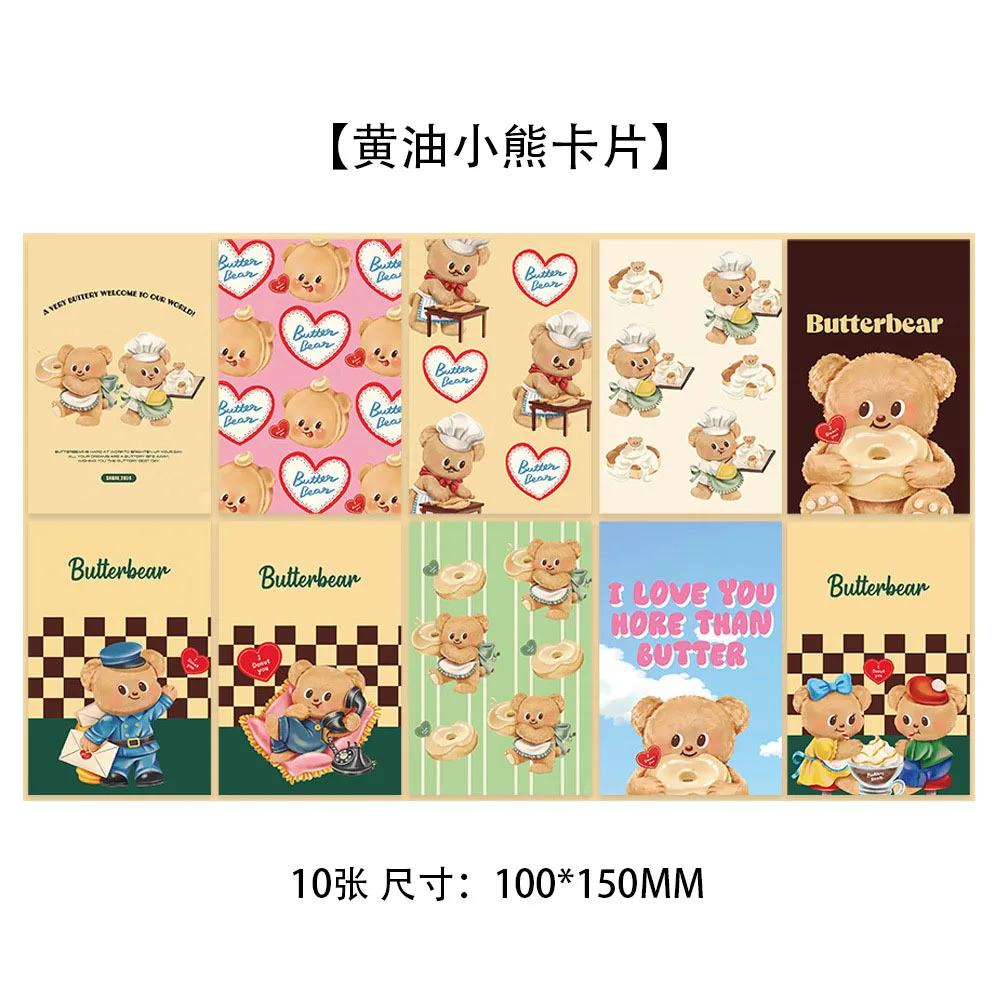 10PCS Cute and Fun Cat Album Cards Pet Theme Cards Decoration Cartoon Kitten Birthday Gift Cards Flower Shop Cards