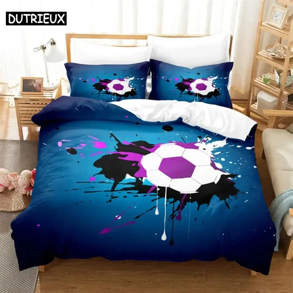 Luxury 2025 3D Print Football Comfortable Duvet Quilt Cover Pillowcase Bedding Set Children Bedroom Decoration Home Textile