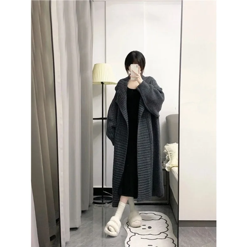 Autumn/Winter Solid Loose Women Sweater Knitted Jacket  Leisure Style Long Collar Loose Casual Women Medium/Long Coat