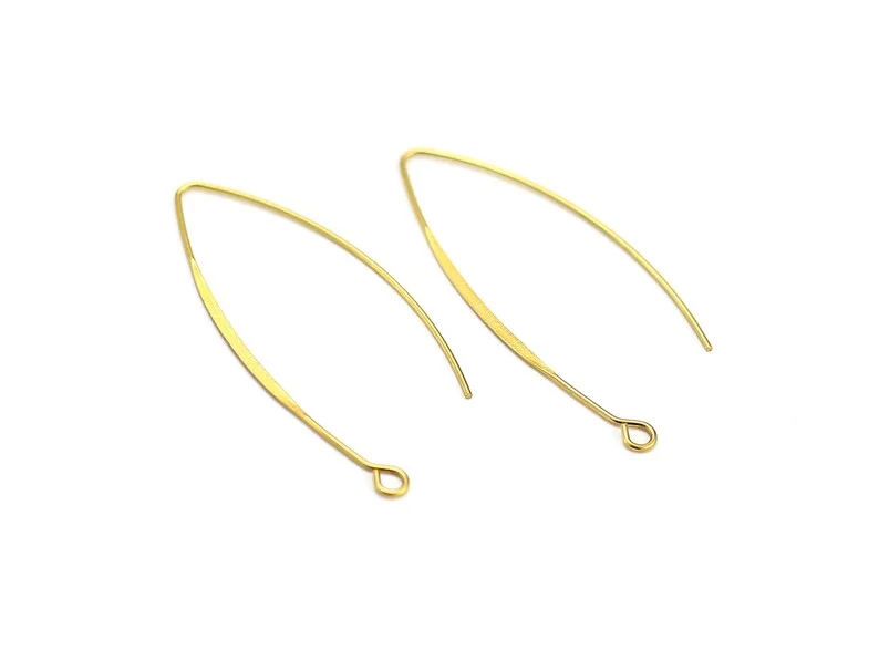 30pcs Earring Wires, Hammered Side Brass Ear Hooks, 45mm, Earring Findings, Jewelry Making Supplies R1833