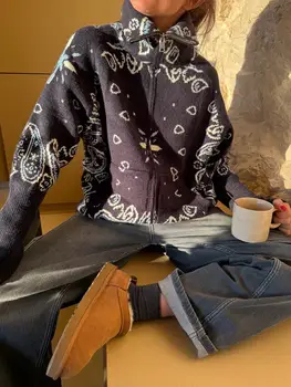 Casual Jacquard Cardigan for Women Loose Stand Collar Zipper Pockets All-match Female Sweater 2026 Spring Thick Warm Knitwear 6 Casual Jacquard Cardigan for Women Loose Stand Collar Zipper Pockets All-match Female Sweater 2026 Spring Thick Warm Knitwear 6