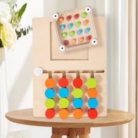 Montessori Wooden Shaking Bead Four-color Positioning Toy Color Shape Matching Cognition Learning Game Board Gifts for Children