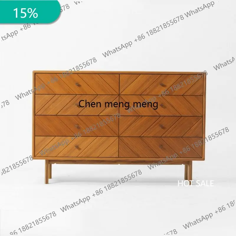 M132 Italian minimalist solid wood dining side cabinet texture chest cabinet living room storage side cabinet bedroom