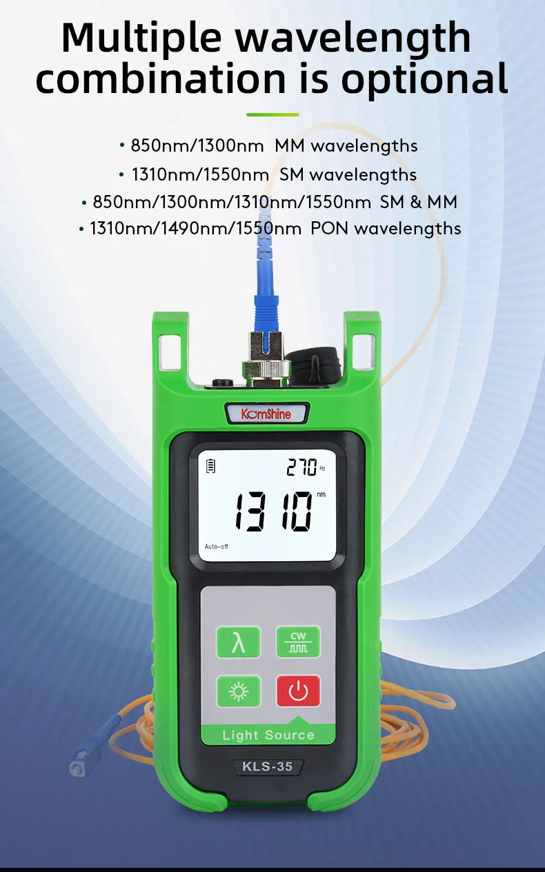 Imagem -03 - Komshine-fiber Optic Power Meter Cabo Tester Singlemode Fonte de Luz Óptica Kpm35 Ftth Kls-35 1310 1550nm