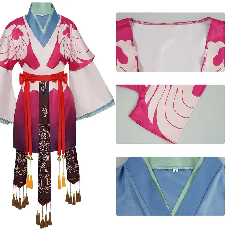 أنيمي الثعلب الروح صانع الثقاب توشان سوسو تأثيري حلي شعر مستعار مع آذان الأرجواني Hanfu تنورة امرأة Kawaii هالوين البدلة6؛ d'3، h'7.b؛