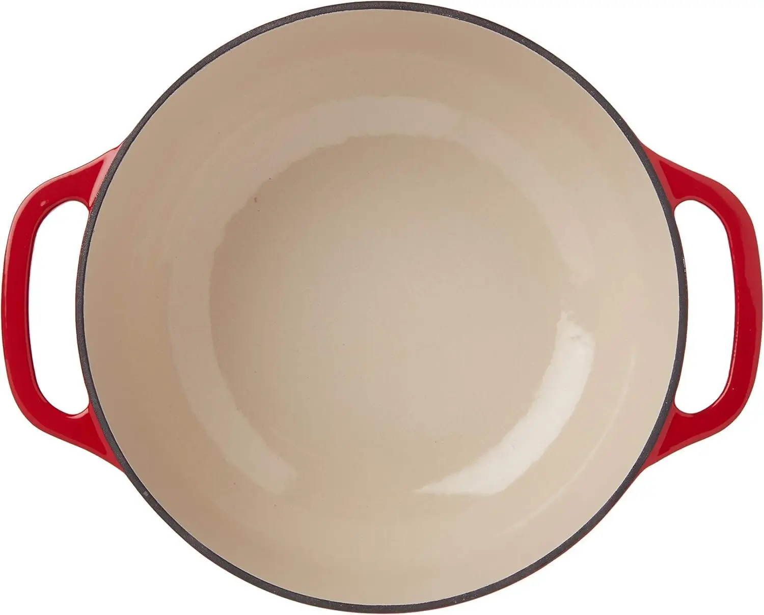 Forno holandês de ferro fundido esmaltado de 6 quartos com tampa – alças duplas – Forno seguro para 500 ° F – Vermelho – Perfeito para assar, correr, Beijando