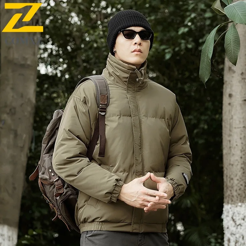 

COMXZ 2025 Mens Womens Fleece Lined Thickened Stand Collar Winter Jacket Waterproof Windproof Outdoor Sports Lightweight Coat