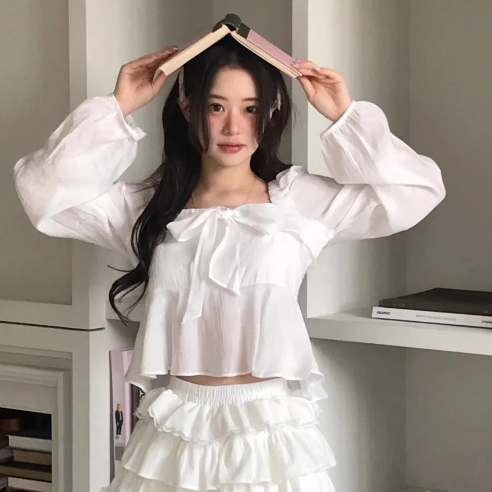 

Шикарный сладкий однотонный длинный воротник с квадратным воротником, женский гладкий корейский Sle, нежный свободный крой, осеннее новое поступление