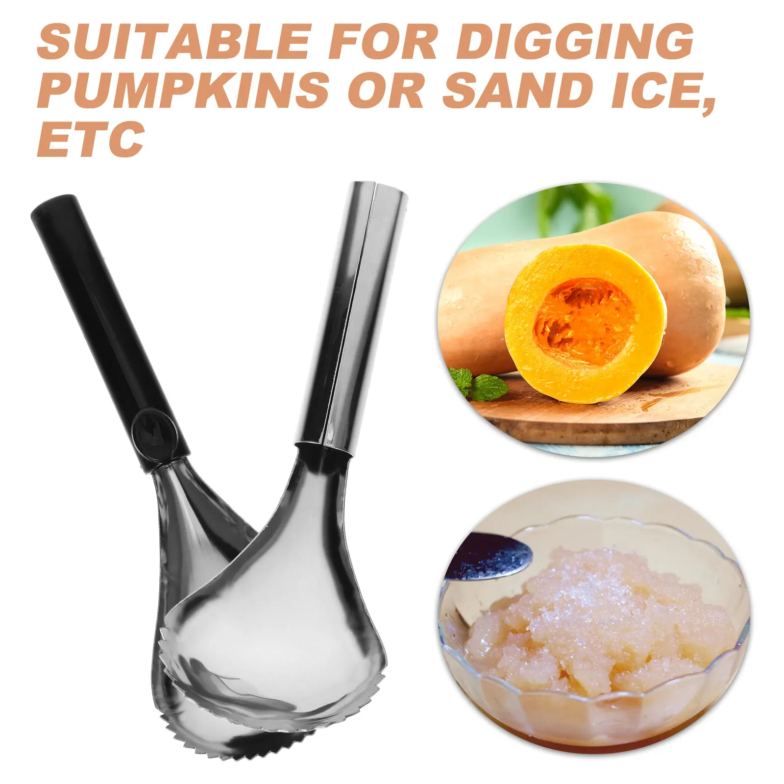 

2 PCS Spoon Digger Fruit Scooper Ice Food Kitchen Core Cleaner Device Removing Tool Cutting Machine