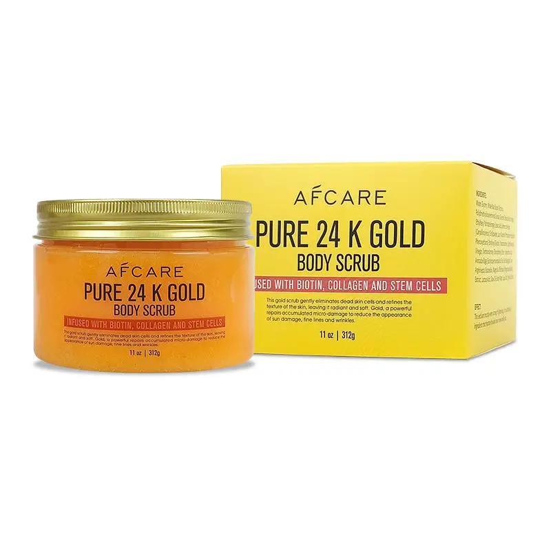 Pure 24K Gold Natural Body Scrub Exfoliating Face Sugar Scrub Anti-Aging Pure Skin Moisturizer to Reduce Wrinkles