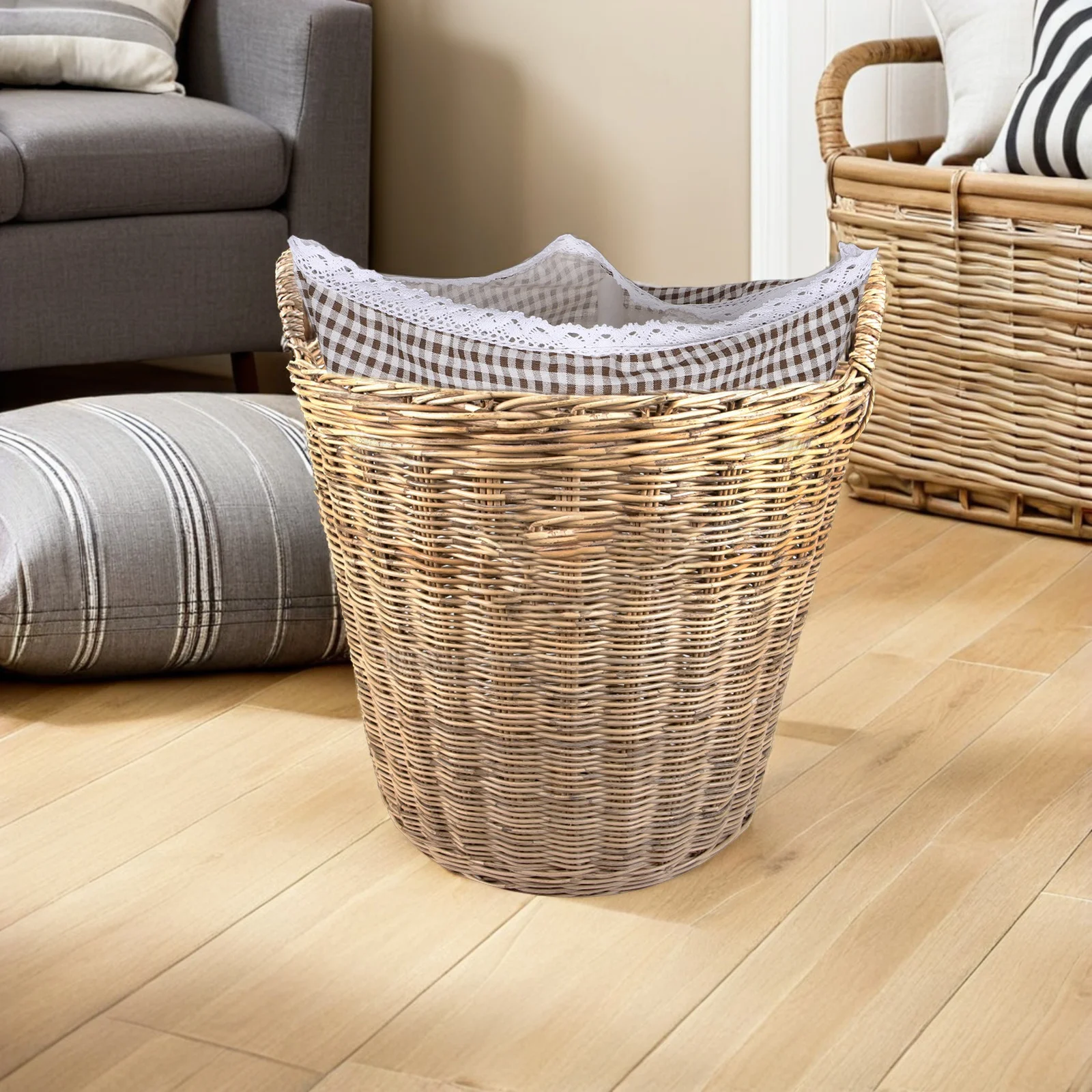 

20.24X15.13'' Washable Fabric Liner For Wicker Wire Baskets Reusable Laundry Basket Insert Replacement Storage Basket