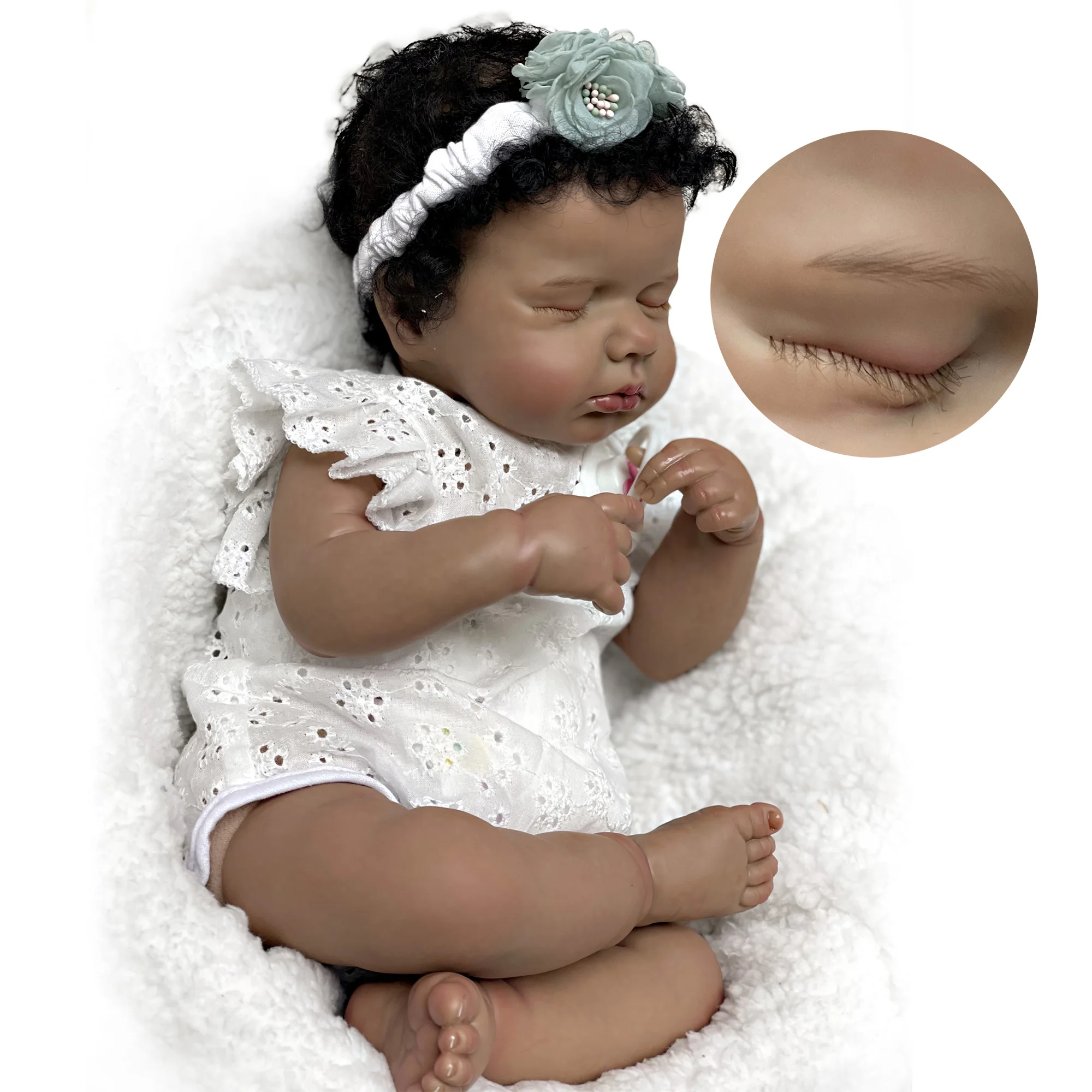 

20 "Casca-LOU loupreto ручной работы реалистичный Renascer Boneca Bebe Reborn Realista Pintado Meninas Kукла Pеборн чка
