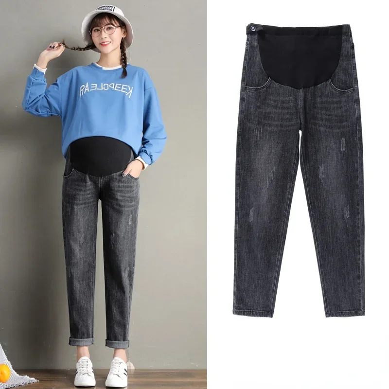 Pregnancy Abdominal Pants Boyfriend Jeans Maternity Pants For Pregnant Women Clothes High Waist Trousers Loose Denim Jeans