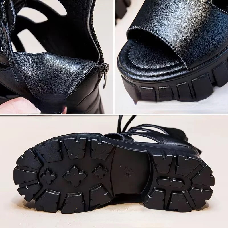 Hollowed-out Women Sandals Breathable Thin Roman Sandals for Women Thick Sole Beach Sandals Women High-heeled Platform Sandals