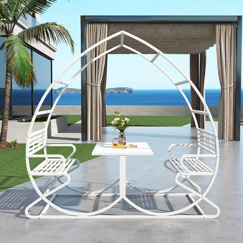 Outdoor courtyard decoration peach-shaped chair, scenic spot homestay ornament, restaurant couple chair double single table