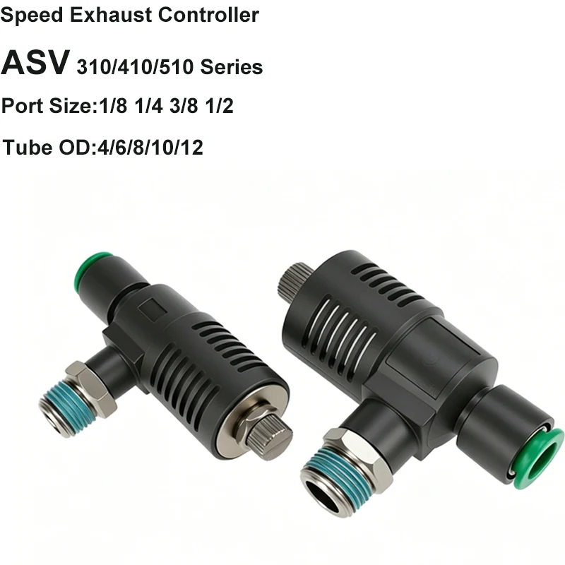 ASV310F ASV410F ASV510F 4 6 8 10 12mm Built-in Muffer Speed Exhaust Throttle Controller Valve Pneumatic Air Fitting Connector
