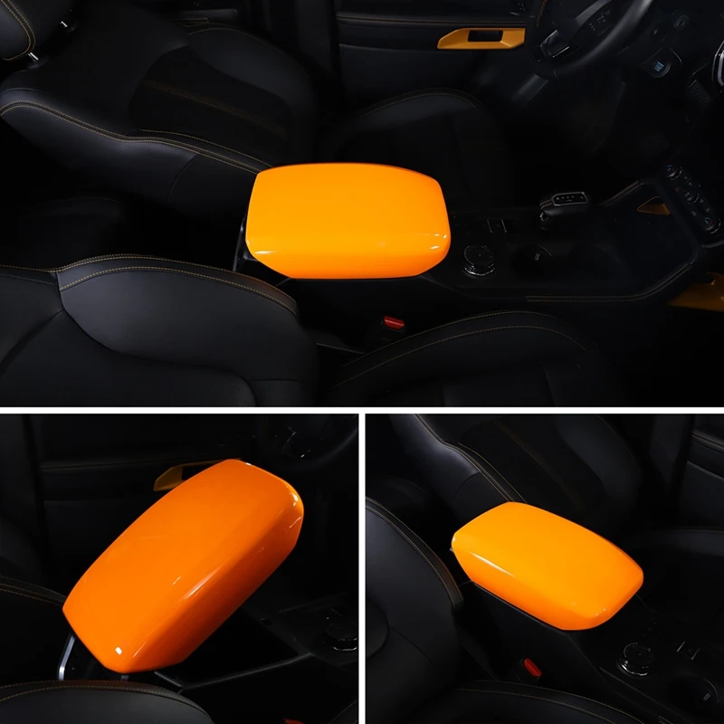 For Ford Ranger 2023 2024 Car Central Control Armrest Box Cover Trim Interior Accessories Orange