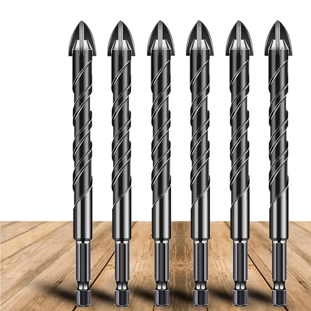 10PCS 6mm Cross Hex Tile Drill Bit Set Triangle Bit Tool Kit 1/4\'\'Hex Shank Cross Tile Bit Glass Ceramic Concrete Hole Opener