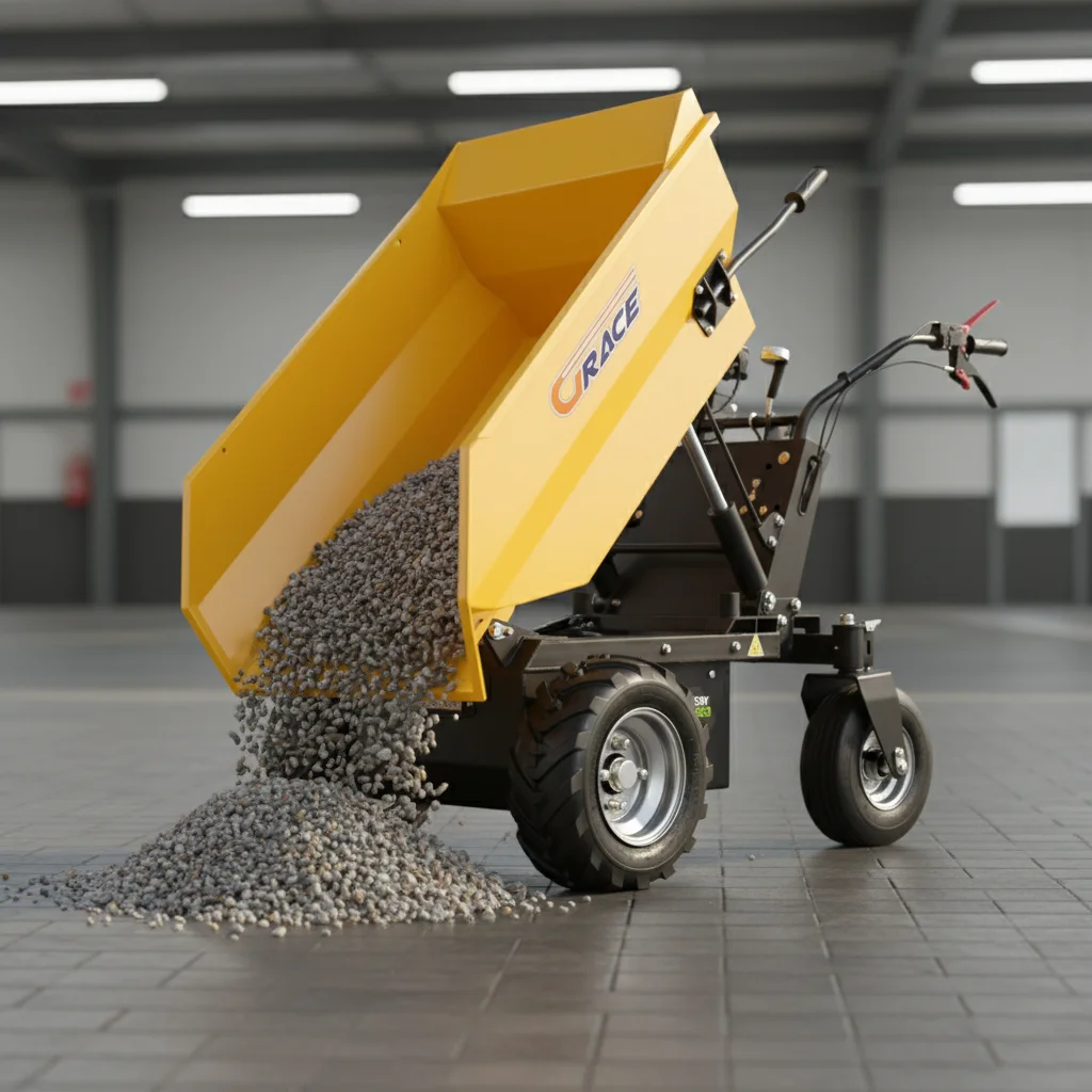 Self Propelled Walking Hydraulic Tipper 1-2 Ton Wheel Dump Dumper Truck Mini Cargo Transport Farm Site Vehicle