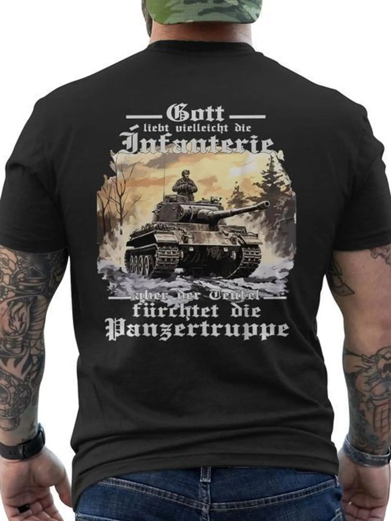 Men's German Tank Soldier T-Shirt Authentic Panzerfahreroldats T 2 Wk Army Graphic T-Shirt Perfect Gift for History Lovers